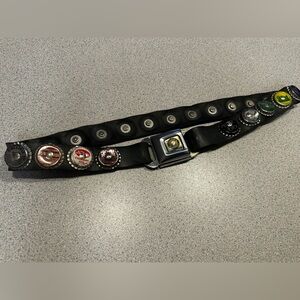 Black Belt with Bottle Cap Accents